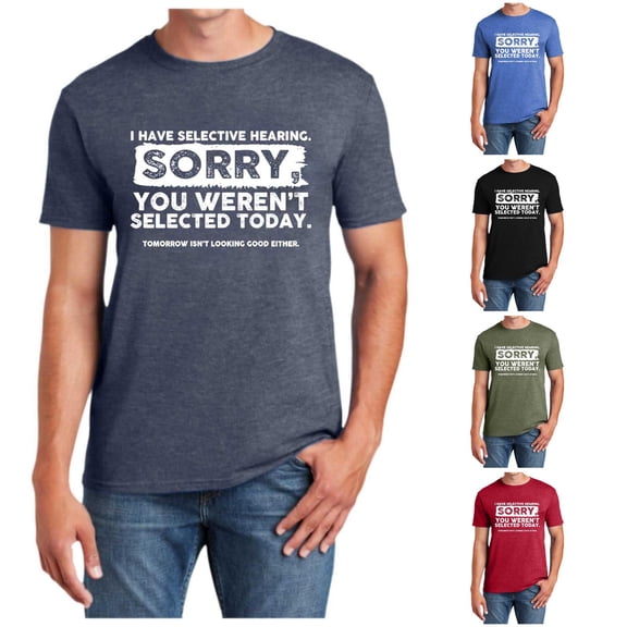 NinXxx Men's Funny Selective Hearing Sarcastic Humor Graphic Tee Navy M