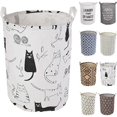thumbnail image 1 of 19.7" Laundry Hamper, Foldable Storage Basket with Lightweight Carry Handles, Waterproof Round Cotton Linen, for Baby Products, Toys, Bedroom Basket, 1 of 5