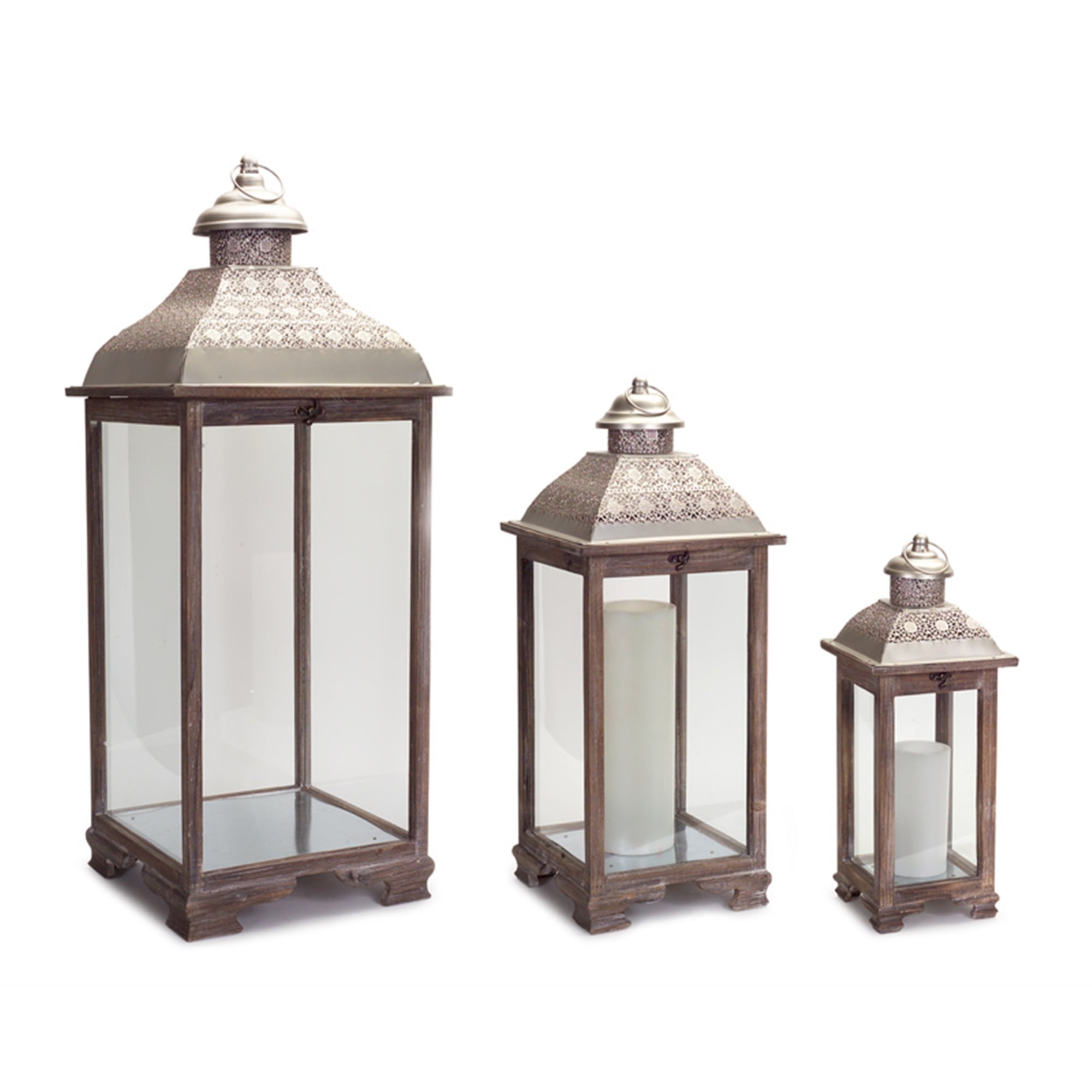 Lantern (Set of 3) 19.75"39"H Metal/Wood