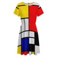 thumbnail image 4 of Piet Mondrian Abstract Art Short Sleeve Dress Women Summer Evening Dresses Ladies Sundress, 4 of 7