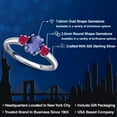 thumbnail image 2 of Gem Stone King 925 Sterling Silver Blue Iolite and Red Ruby Engagement Ring for Women | 1.15 Cttw | Oval Checkerboard 7X5MM | Gemstone Birthstone | Size 7, 2 of 6