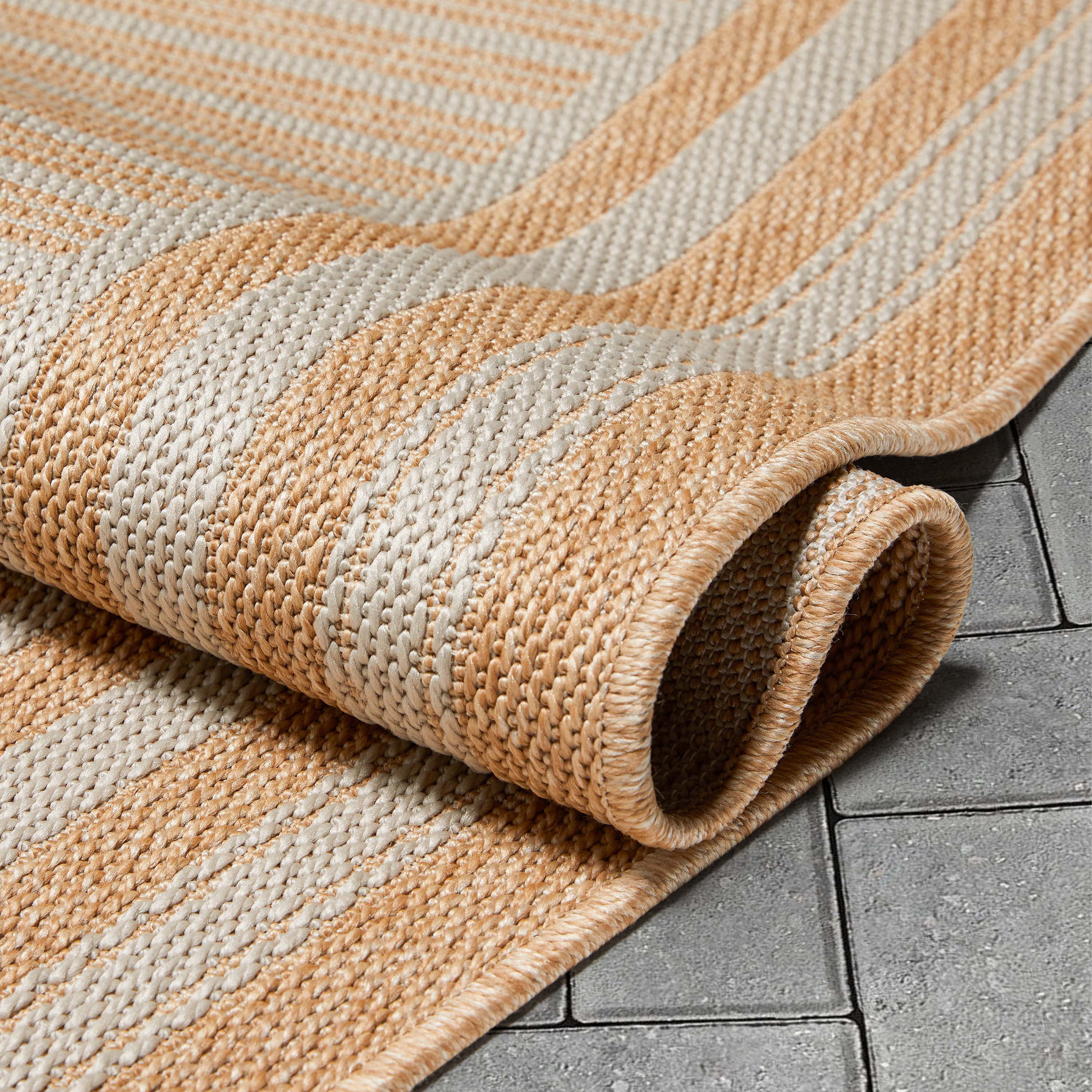 Well Woven Fallon Frankie Modern Stripes Beige 2'7" x 9'10" Runner Hi-Lo Indoor/Outdoor Rug