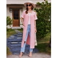 thumbnail image 4 of Ekouaer Women Zipper Robes Knit Short Sleeve House Coat Soft Bathrobe Full Length Housecoat Dressing Gown with Pockets, 4 of 6