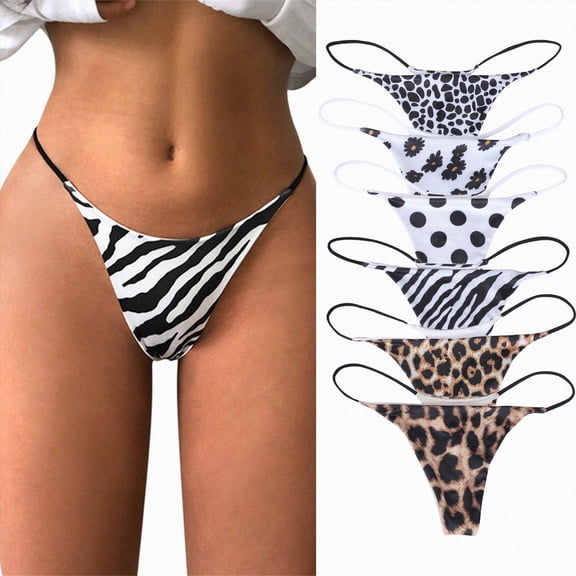 HCNTES Cotton G-String Thongs for Women Underwear Breathable Stretch Low Rise Panties T-back Ladies Pack S
