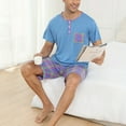 thumbnail image 2 of Defitshape Men's Short Sleeve Shorts Pajama Set Matching Plaid 2 Piece Summer Pajamas Comfy Soft Thin Vintage Fall Henley Shirt Casual Pocket Button Spandex Pjs Blue Orange XX-Large, 2 of 5