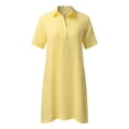 thumbnail image 4 of B91xZ Robe d'Été Décontractée Ample pour Femme, Décolleté en V Profond, Manches Courtes, Couleur Unie, Robe Maxi, Jaune G, 4 of 5