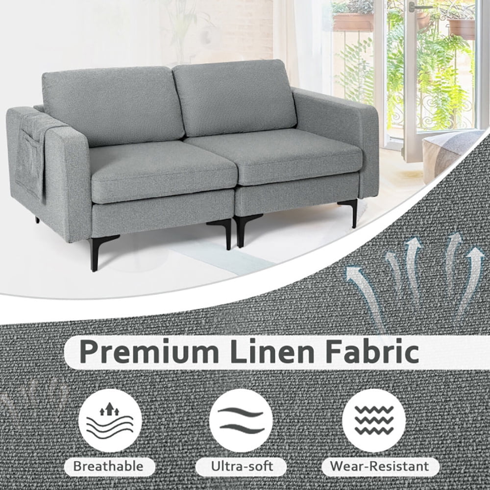 Finihen Sectional Sofa Couch, Convertible Sectional Sofa with Reversible Ottoman-2-Seat, for Living Room, Gray Finihen Sectional Sofa Couch, Convertible Sectional Sofa with Reversible Ottoman-2-Seat, for Living Room, Gray