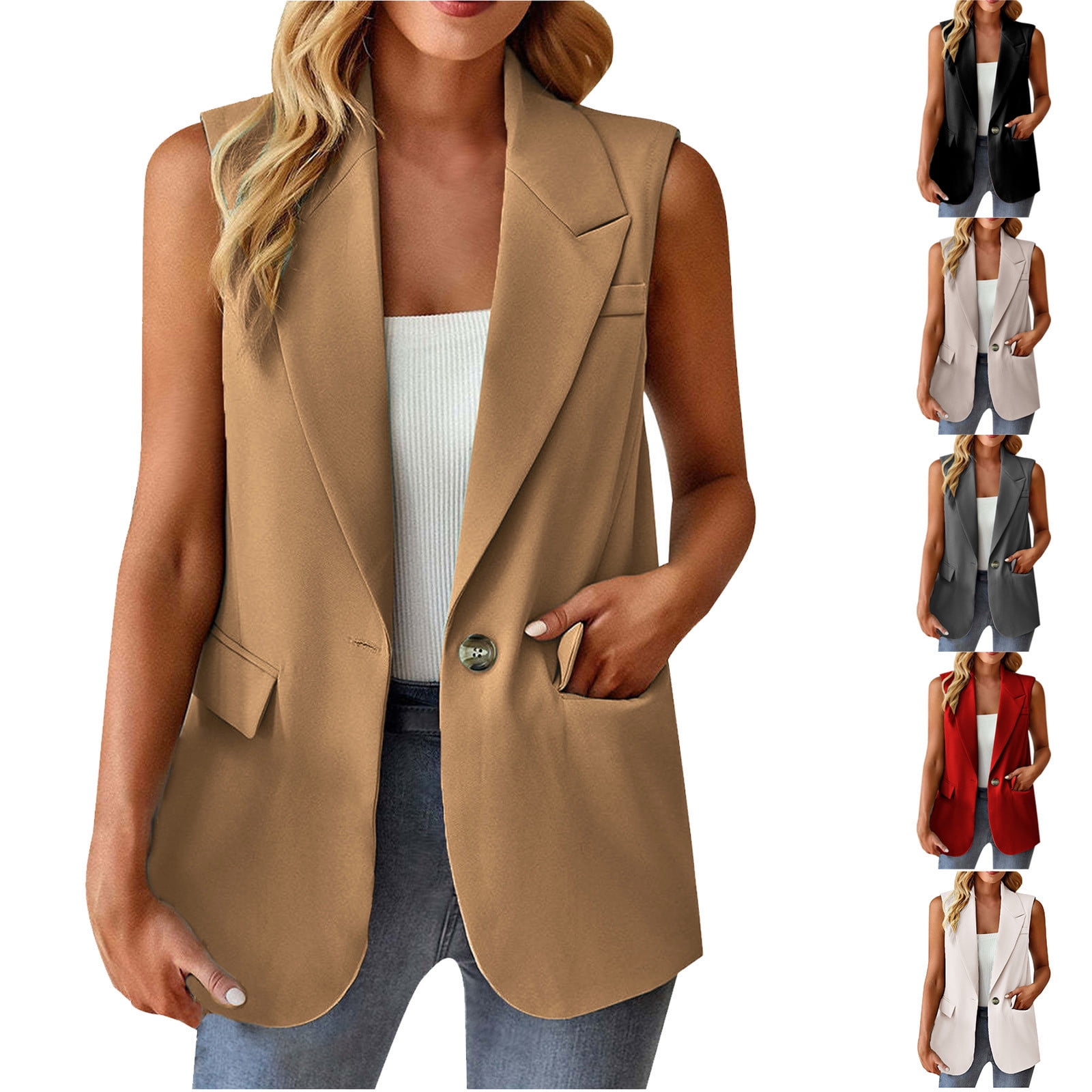 Gilet Sans Manches Femme - Polyester, Boutons, Multicouleur - Tenue Décontractée/formelle
