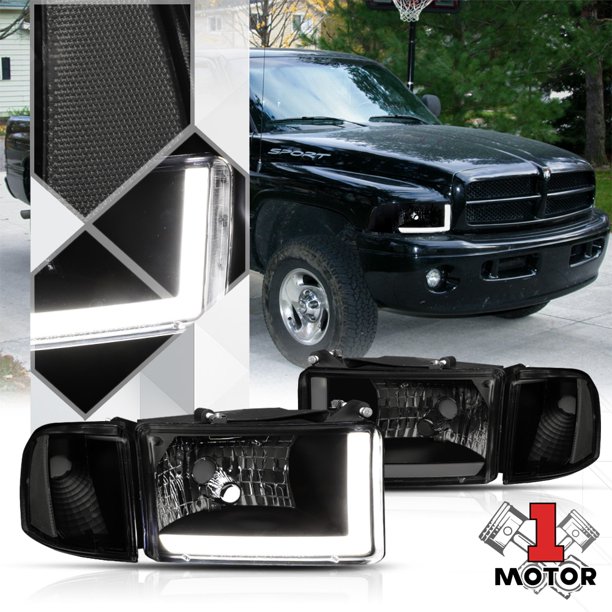 Black Smoke Headlight Led Drl Clear Corner Signal For 94 02 Dodge Ram 1500 2500 95 96 97 98 99 00 01