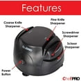 thumbnail image 2 of 3-In-1 ELECTRIC KNIFE SHARPENER SYSTEM by ChefPRO, Great for Kitchen and Sport Knives, Scissors, Screwdrivers, 2-Stage Sharpening System Appliance, Compact Quick, Easy Design, Retractable Cord, Black, 2 of 8