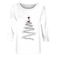 thumbnail image 4 of UPPADA Womens Merry Christmas 3/4 Sleeve Shirt Christmas Tree Print Blouses Great Gifts Winter Holiday Top Christmas Matching Outfit camisa para mujer elegante White,L, 4 of 4
