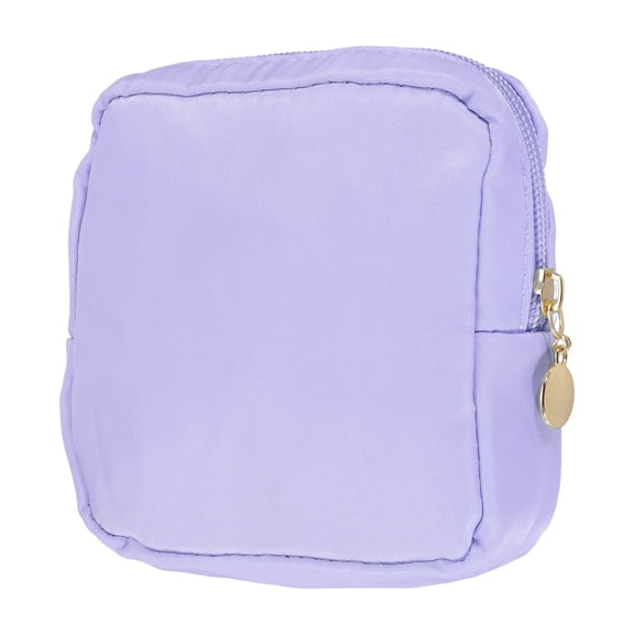 Uxcell Period Bag for Teen Girls Women, Portable Polyester Sanitary Towel Compact Cute Pouch with Zippers, Small Pouch Napkin Storage Pads Holder for Travel, Daily Use, Purse, Purple