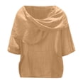 thumbnail image 4 of DuoJiaJ Women Fashion Solid Casual Pleated Blouse With A Three Quarter Cuff Women's Blouses Beige XL, 4 of 4