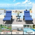 thumbnail image 4 of Kullavik Patio Lounge Chair Sets,All-Aluminum Outdoor Armchair Foldable Adjustable Backrest Chaise Lounge With Folding Table,Navy, 4 of 7