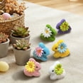 thumbnail image 2 of Spring Faux Moss Bunny Easter Decor, 2.6'' Easter Bunny Figurines with Daisy, Flocked Bunny Easter Decorations for Home Colorful Rabbit Decor Easter Party Favors Gifts Easter Basket Stuffers, Blue, 2 of 9