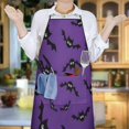 thumbnail image 5 of Purple Halloween Black Bats Apron-Garden Aprons for Women with Pockets-Cotton Linen Waterproof Kitchen Cooking Gardening Aprons Adjustable for Kitchen,Cooking,BBQ and Salon 33"x27", 5 of 7