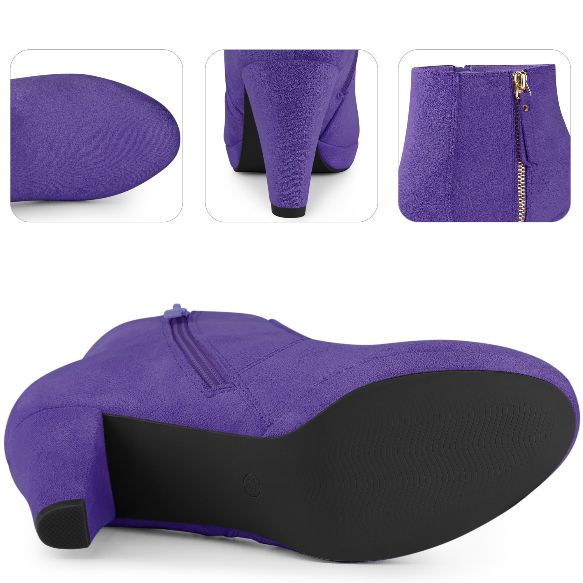 DARING DIVA Platform Round Toe Chunky Heel Ankle Boots Dark Purple 8