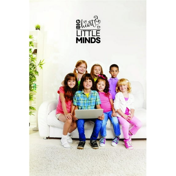 Big He Little Minds Play Vinyl Wall Decal for Home - Share Teachers Learn Listen College Cute Wall Décor Bedroom Living Room Entry - Removable High Tact - Size: 18 In x 27 In