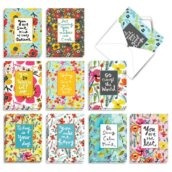 20 Blank All Occasion Cards Assorted (10 Designs, 2 Each) - Words for Friends All Occasion (4" x 5.12") AM6482OCB-B2x10