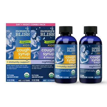 Mommy’s Bliss Organic Kids Cough Syrup & Mucus Day & Night Combo Pack, 8 fl oz