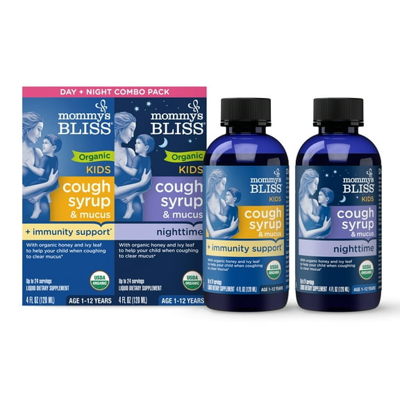 Mommy’s Bliss Organic Kids Cough Syrup & Mucus Day & Night Combo Pack, 8 fl oz