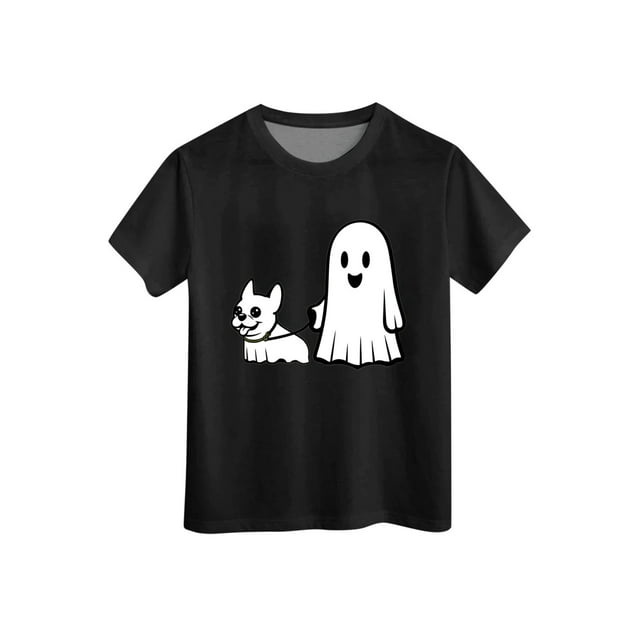 CAUYDY Toddler Baby Boy Girl Halloween Shirt Spooky Ghost Boo Graphic Tshirt Little Kids Fall Short Sleeve Tee Tops
