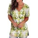 thumbnail image 1 of ICHUANYI Clearance Women Hollow Out Fashion Printing Short Sleeves V-Neck T-Shirt Blouse Tops(White, XL) ICHUANYI WER2023081110104, 1 of 9