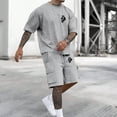 thumbnail image 2 of Afdoent Mens 2 Piece Sets Men's Casual Utility Suit Set With Multiple Pockets Short Sleeved T Shirt And Shorts Set Comfortable Stretch Fabric For Relaxed Beach Clothes Comfortable, 2 of 4