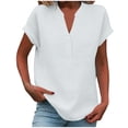 thumbnail image 5 of AUNVITO Women's V Neck Button Down Shirt Relaxed Fit Casual and Breathable Style, 5 of 6