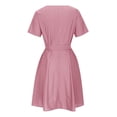 thumbnail image 4 of Vestido Vestido casual con cuello en V para mujer Algodón Lino Elegante Línea A Vestidos de playa (Rosa XL) Ygjytge Rosa T XL para Mujer, 4 of 9