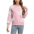 thumbnail image 2 of Dxzfnsa Tops for Women Trendy Womens Long Sleeve Shirts Flower Print Fall Fashion Tops 2025 Crewneck Dressy Sweaters Tunic Winter Clothes Casual Outfits 0, 2 of 6