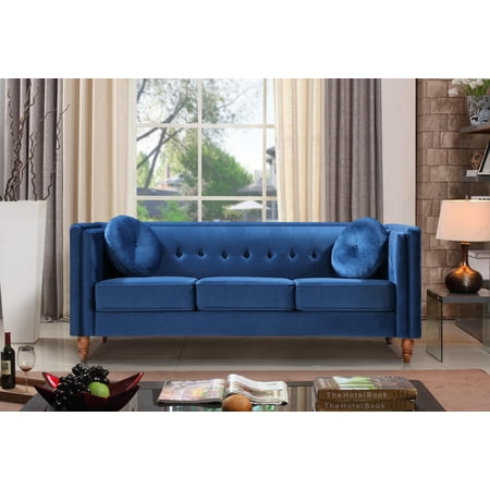 Viscologic Tuxedo Mid Century Tufted Style Fabric Living Room Arm 3 Seater Sofa Couch Navy Blue Canada Viscologic Tuxedo Mid Century Tufted, Blue Leather Tuxedo Sofa Bed