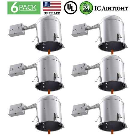 - SUNCO 2PK 6 Inch Air Tight Remodel Recessed Lighting Can - IC + UL + Title 24