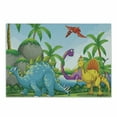 thumbnail image 1 of Jurassic Cutting Board, Dinosaurs Living in the Jungle Illustration Palm Trees Lakeside Stones Fun Art, Decorative Tempered Glass Cutting and Serving Board, Small Size, Multicolor, by Ambesonne, 1 of 1