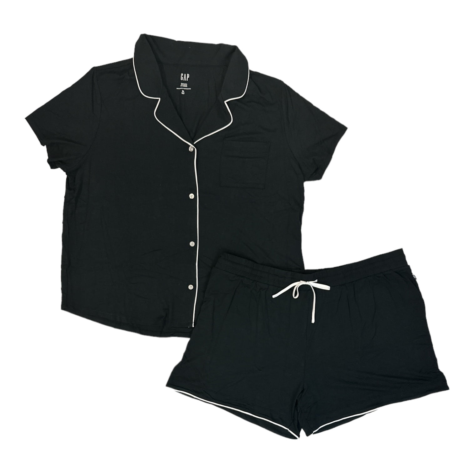 GAP Women's 2-Piece Short Sleeve Notch Collar Top & Short Sleep Set ...