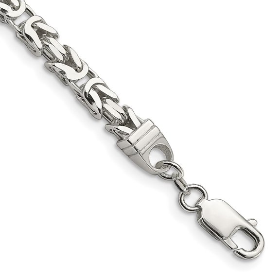 Diamond2Deal 925 Sterling Silver 5mm Byzantine Chain Bracelet for Women