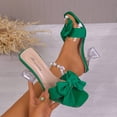 thumbnail image 2 of Women's Bow Knot Clear Heel Mules, Wide Width Open Toe Summer Heels for Women, Slip-On Casual Dress Sandals, Non-Slip Walking Shoes, 2 of 10