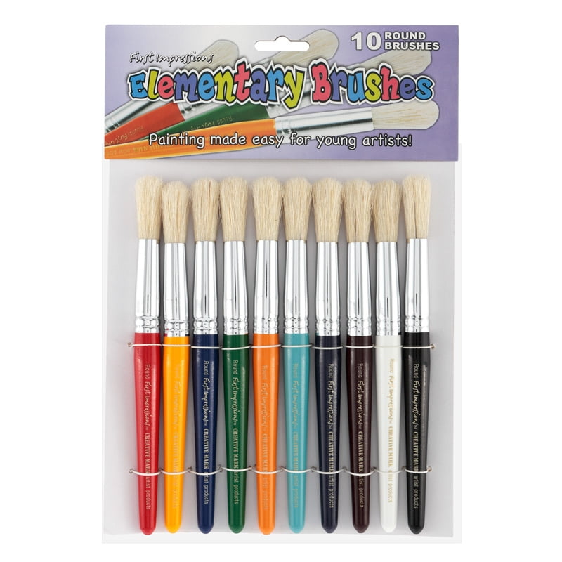 First Impressions Kids Round Chubby Paint Brush Set Bristle Hair Brushes For Acrylics, Poster