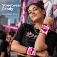 thumbnail image 3 of COUVER Camouflage Athletic Sweatband Wristbands Pink White 2 Pairs (4 Count), 3 of 8