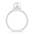 thumbnail image 2 of ANGARA Japanese Akoya Cultured Pearl Twisted Rope Shank Ring in 14K White Gold for Women | June Birthstone, Birthday, Anniversary, Jewelry Gift for Women | Pearl Ring, 2 of 8