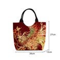 thumbnail image 2 of Bolsa de mensajero de hombro grandes con asa superior de lona bordada de pavo real para mujer a la moda Tmvgtek Para Estrenar, 2 of 8