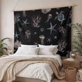 thumbnail image 3 of Black Coastal Tapestry for Bedroom Wall Hanging Tapestry, Nautical Summer Beach Sea Turtle Starfish Ceiling Backdrop Tapestries Poster Blanket Wall Decor for Teens Room Living Room Dorm 59" x 90", 3 of 8