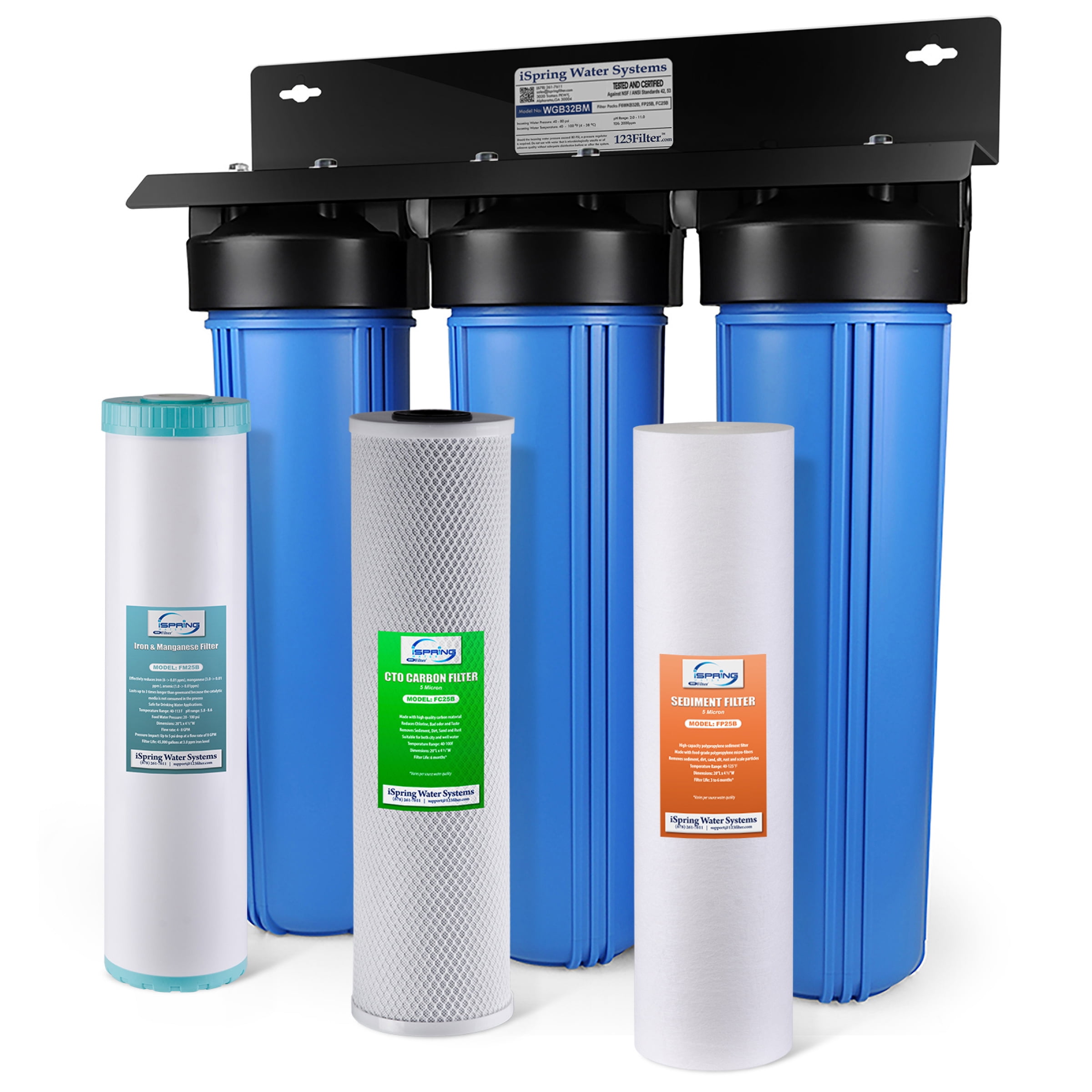 Whole House Filtration System Complete Dual Stage Commercial Grade Sediment Chlorine Taste Odor VOCs 1 Ports 1 Ports iFilters 