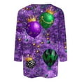 thumbnail image 5 of Pxxlle Womens Mardi Gras Shirt Plus Size 3/4 Sleeve Fat Tuesday Shirts Loose Fit Crewneck New Orleans Party Outfits Funny Mask Graphic Tees Size S, 5 of 6