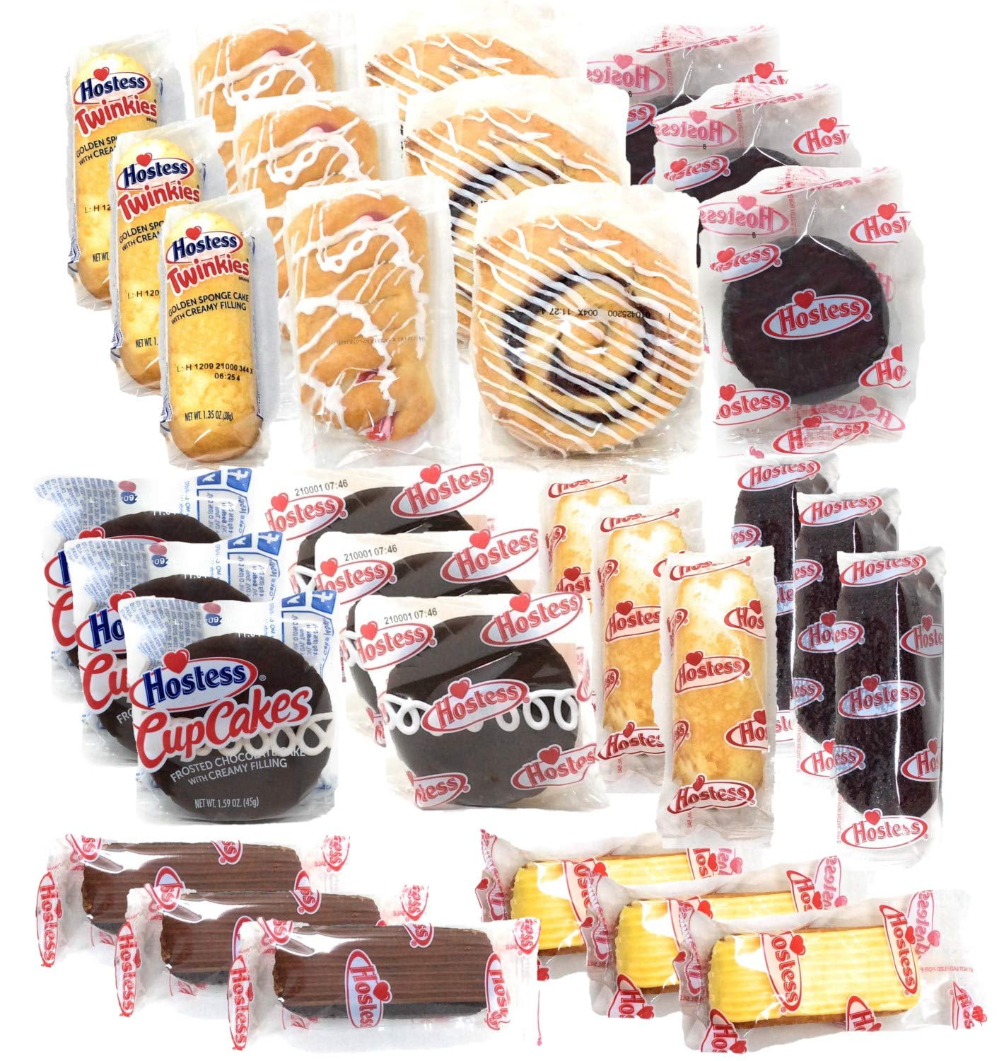 Hostess Variety Pack Cupcakes, Cinnamon Rolls, Danish, Ding Dongs, Twinkies, Zingers 30