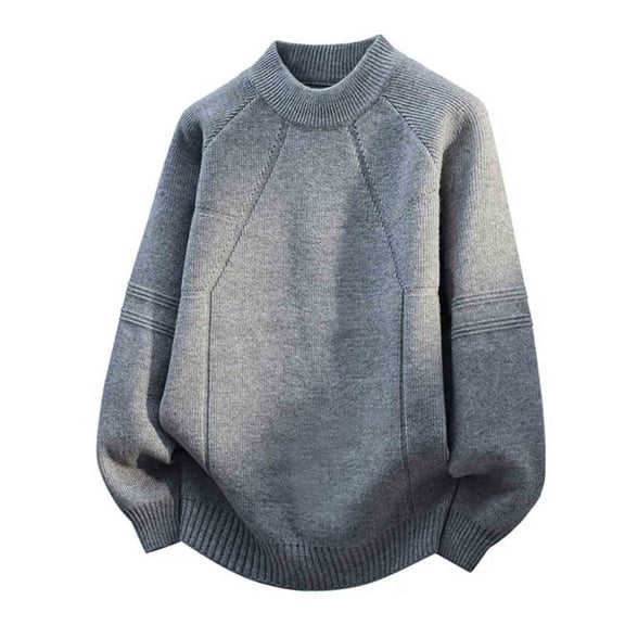 IROINNID Men's Solid Color Jacquard Crewneck Knit Sweater Long Sleeve Soft Warm Pullover Top Casual Winter Layering Essential Everyday Wardrobe Staple