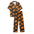 thumbnail image 6 of Womens Pajama Sets Halloween Silk Satshort Sleeve Button Up Top Shorts Comfortable Fall Winter Sleepwear Loungewear Nightwear Nightclothes Homewear, 6 of 7