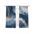 thumbnail image 2 of Abstract Art Sheer Curtains 63 Inches Long 2 Panels Simple Style Blue Gold Gradient Collage Art Light Filtering Semi Sheer Window Curtains Drapes for Bedroom Living Room 52"x63", 2 of 7