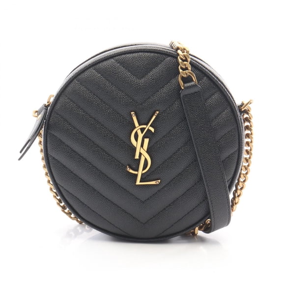 Pre-Owned Yves Saint Laurent Vinyl Monogram Shoulder Bag/Handbag, Leather, Women's, Black,...