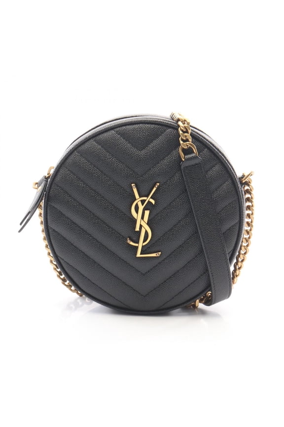 Pre-Owned Yves Saint Laurent Vinyl Monogram Shoulder Bag/Handbag, Leather, Women's, Black,...